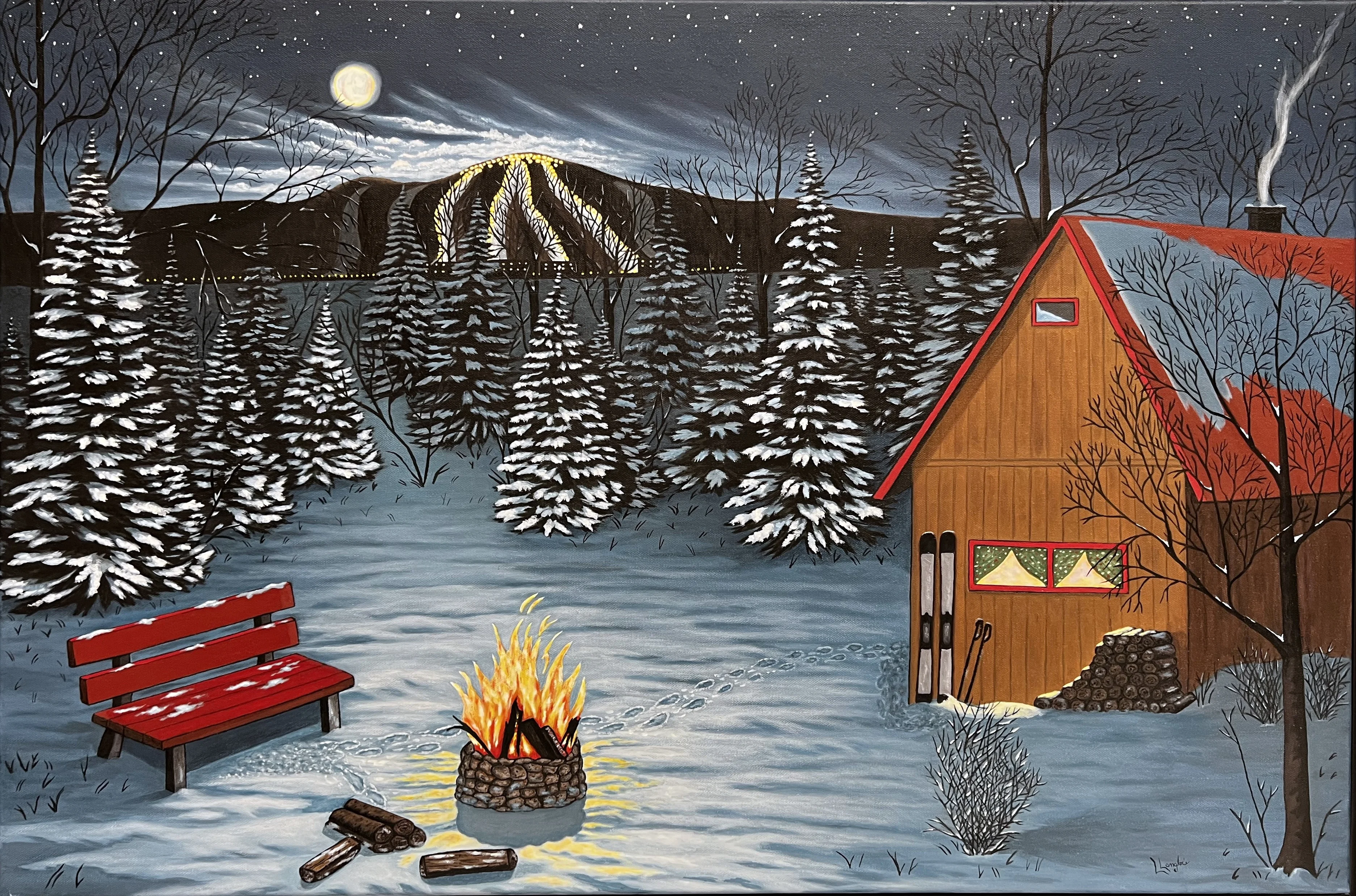 Après Ski, huile sur toile de Lucie Langlois