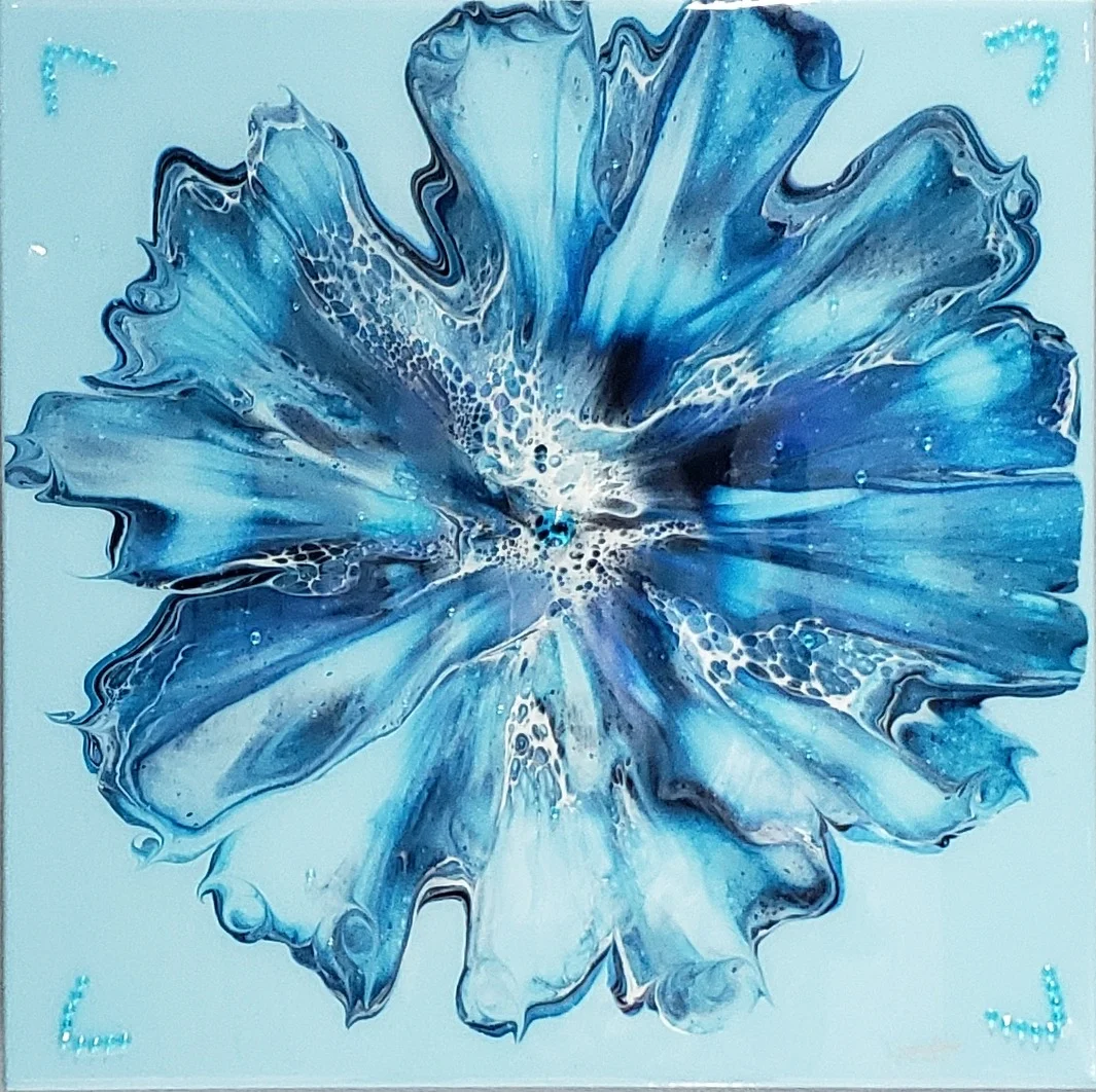 Bleu de mer, acrylique coulée, résine de Lucie Langlois