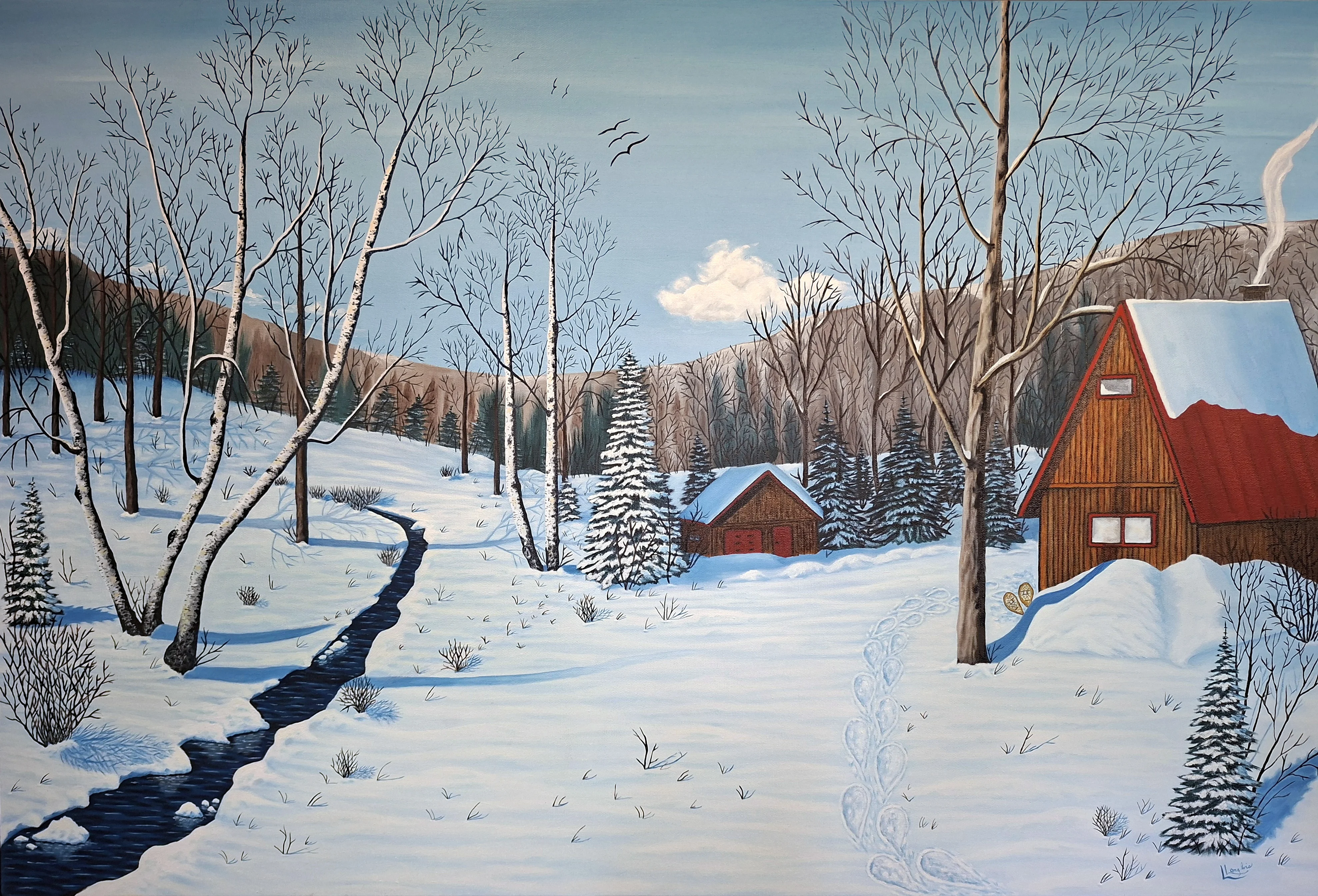Le Chant du Ruisseau, huile sur toile de Lucie Langlois