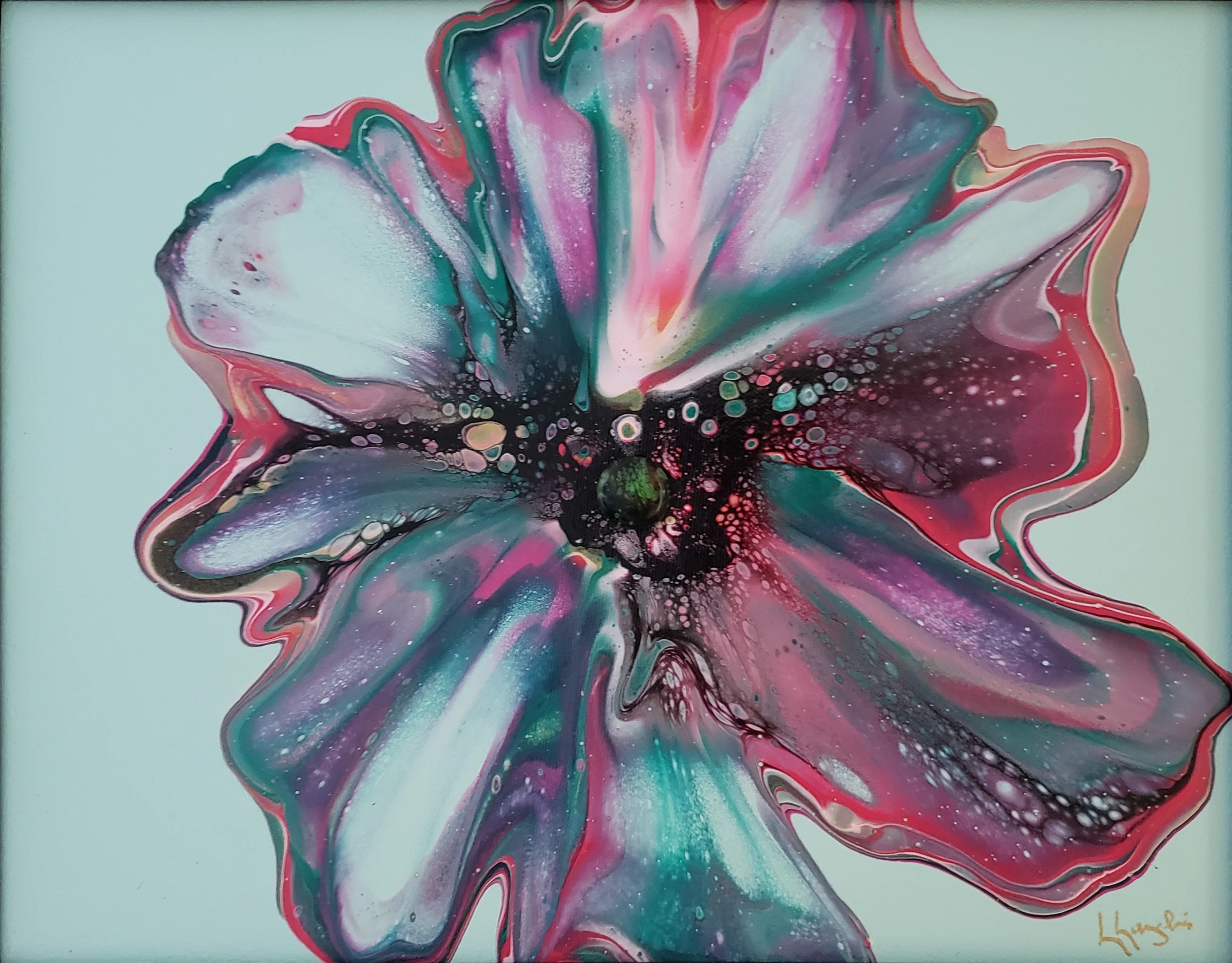Plaisir, acrylique coulée de Lucie Langlois