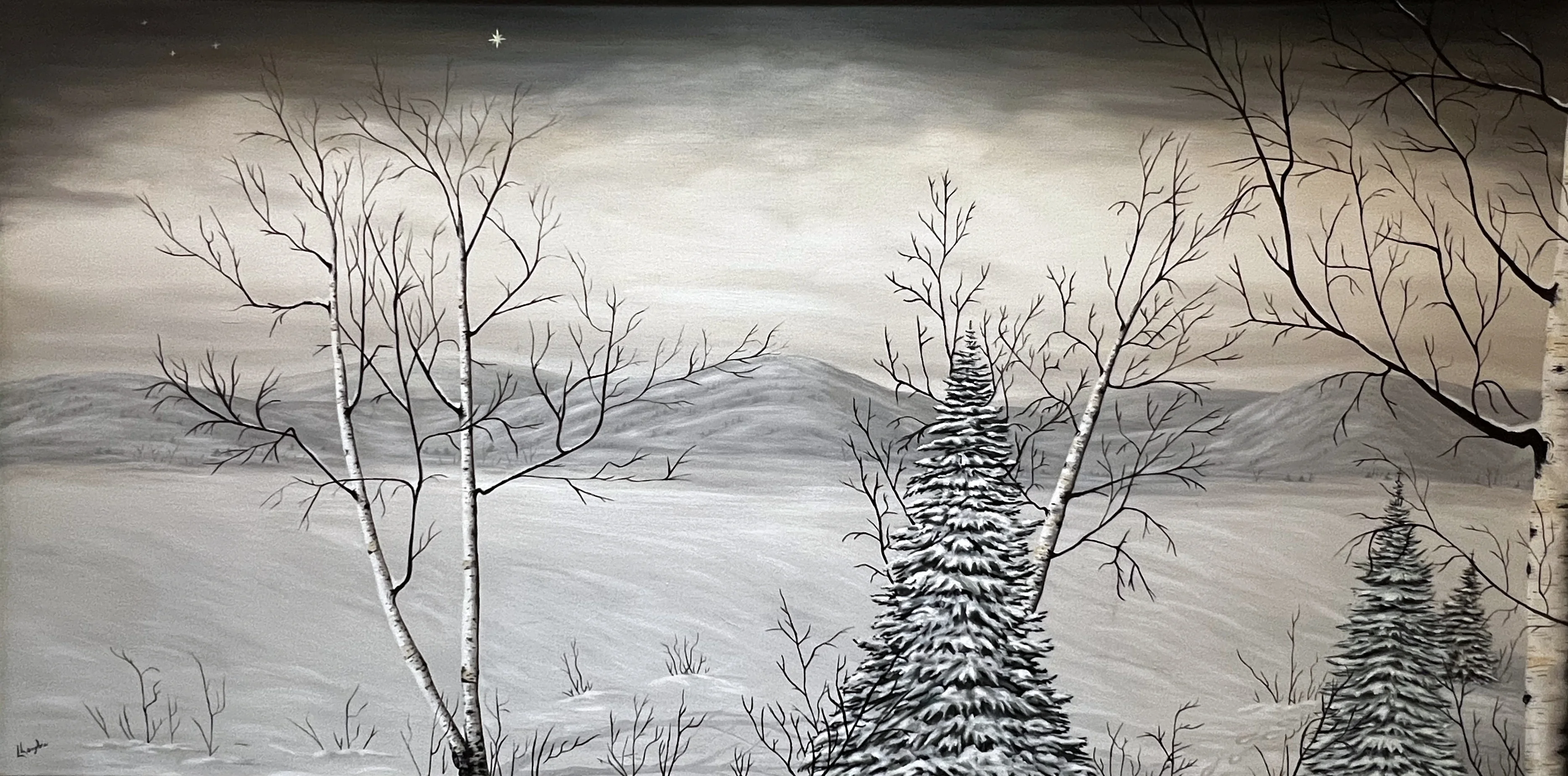 Silence d'hiver, huile sur toile de Lucie Langlois